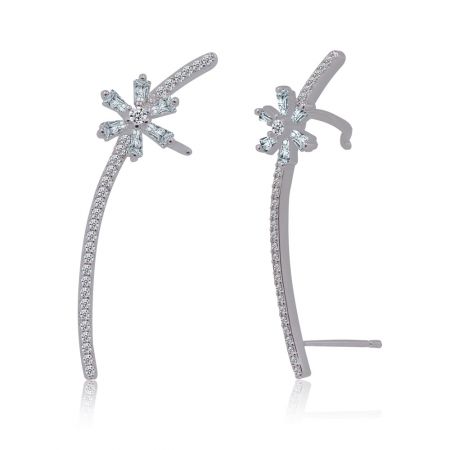 Side profile of the Chic Shinning Bar Earring, highlighting its elegant drop and dangle structure.