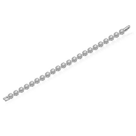 The Glam It Up Pave CZ Bracelet shown with its secure fold-over clasp mechanism, ensuring a comfortable and safe fit.