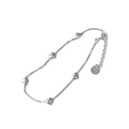 Full uppsättning av fem hjärtarmband i 925 sterling silver visade tillsammans, vilket framhäver S925-stämpeln.