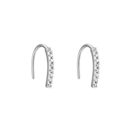 Set di 5 orecchini a gancio in argento sterling 925 con zirconia cubica scintillante Starlight. - Set di 5 paia di orecchini a gancio in argento sterling 925 con gemme in zirconia cubica trasparente scintillante, esposti su uno sfondo bianco pulito.
