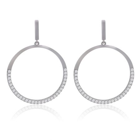 Open ronde oorbellen - Open ronde oorbellen in 925 sterling zilver, met een cirkelontwerp en sprankelende cubic zirconia stenen.