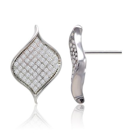 Perfil frontal y lateral del pendiente de hoja Accent, destacando sus dimensiones.