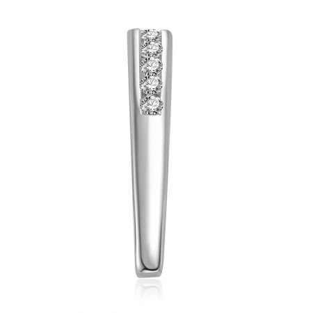Detailed close-up of the Half Round Eternity Wedding Band, showcasing the fine craftsmanship of the French pave setting.