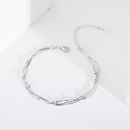 Detailed shot of the 925 sterling silver bracelet's clasp and multi-strand design.