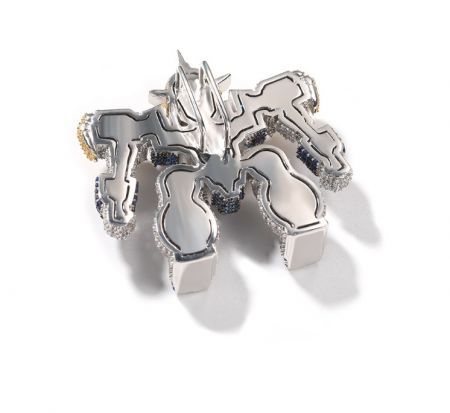 Custom silver pendant with intricate mythical creature design