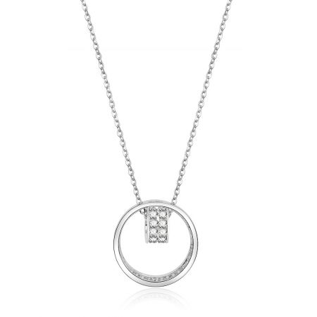 Colgante Halo Circle Elegance CZ - Vista frontal del colgante Halo Circle Elegance CZ, un collar de plata con un colgante circular de halo de circonio cúbico.