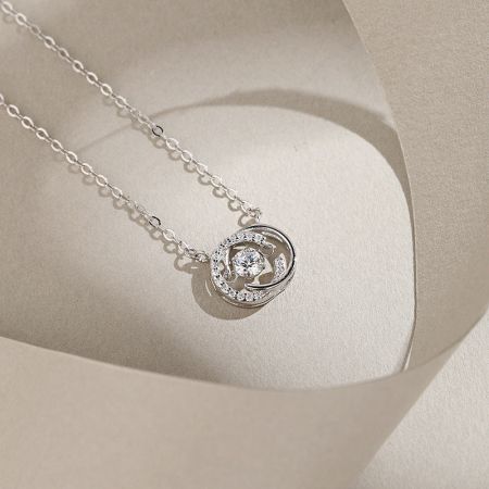 Another angle of the elegant jump love double C pendant necklace.