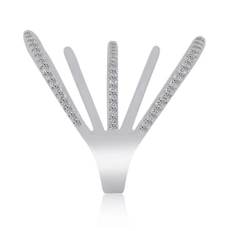 The Armor Me Chic Ring displayed on a stylish silver holder, highlighting its elegant form and brilliance.
