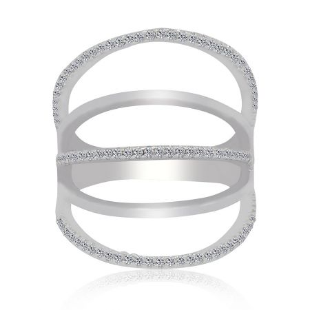 Armor Me Chic Ring - The Armor Me Chic Ring featuring a contemporary double-band design with pave cubic zirconia accents on a rhodium-plated finish.