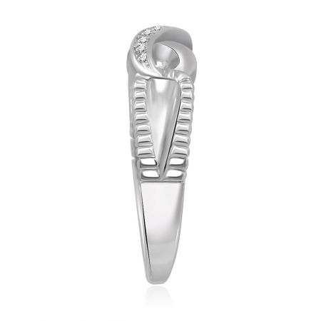 Side profile of the Infinity Split Shank Engagement Ring, showcasing the elegant split shank and loop design.