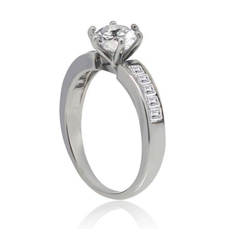 Side view of the Band of Bling Ring showcasing the intricate baguette-cut cubic zirconia details on the brass band.