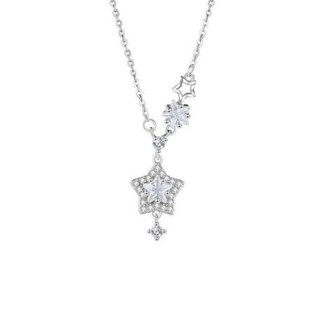 Full view of the multi-star pendant design on the sterling silver chain.