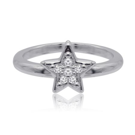 Stunning Star Polished Band Ring - Stunning Star Polished Band Ring with a star-shaped centerpiece adorned with sparkling cubic zirconia.
