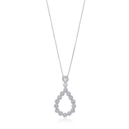 Collar de Lágrima de Zirconia Fina - Collar de Lágrima de Zirconia Fina con un colgante en forma de lágrima de plata incrustado con piedras de circonita cúbica brillantes, en una delicada cadena de plata.