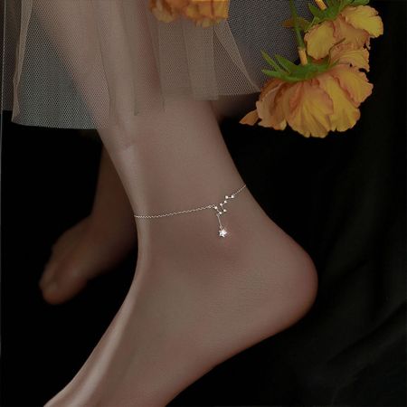 Product shot of the sterling silver Big Dipper ankle bracelet against a clean white surface.