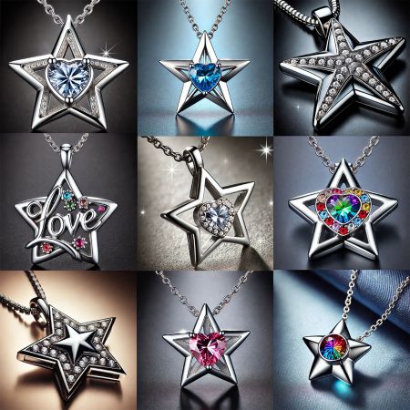 En livlig kollektion av stjärnhalsband med ädelstenar som har färgglada kristaller och kubisk zirkonia för en elegant look.