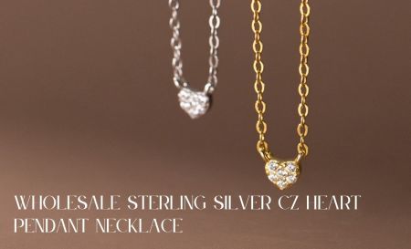 Collier pendentif en cœur CZ en argent sterling en gros. - Colliers pendentifs en cœur en argent sterling CZ en gros disponibles en finitions dorées et argentées, parfaits pour les fournisseurs de bijoux de boutique.