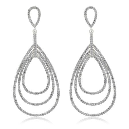 Pendientes Drop A Beat - Vista frontal de los pendientes de araña Drop A Beat, con un diseño de gota de múltiples capas en latón chapado en rodio con piedras de circonita brillantes.