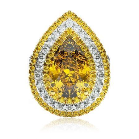 A close-up view of the Enticing Bright Ring's brilliant yellow centerpiece gemstone.