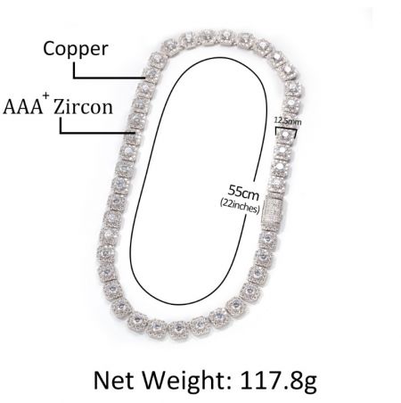 Detailed view of a zircon-encrusted hip hop bracelet, highlighting the AAA+ quality stones.