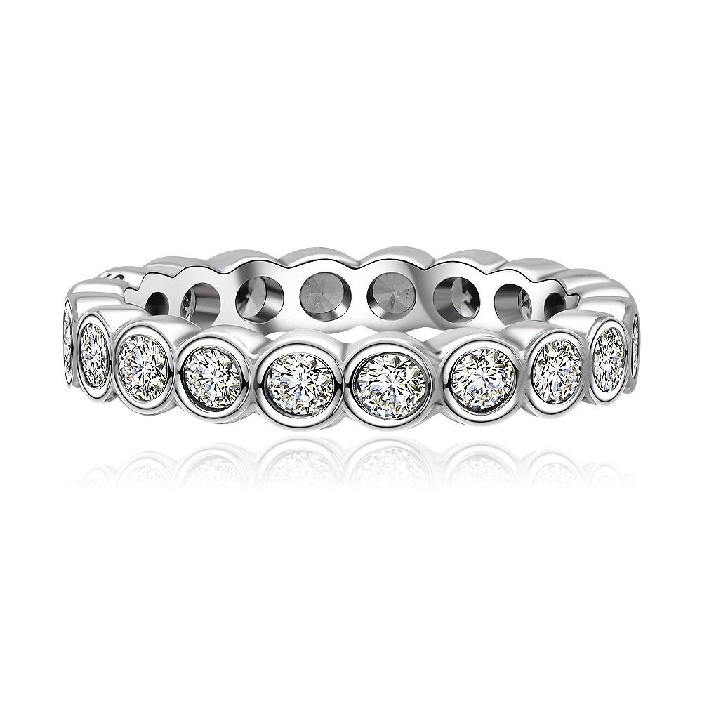 Close-up of the 925 Sterling Silver Alluring Brilliant Ring, showcasing its double-row design with sparkling cubic zirconia stones.
