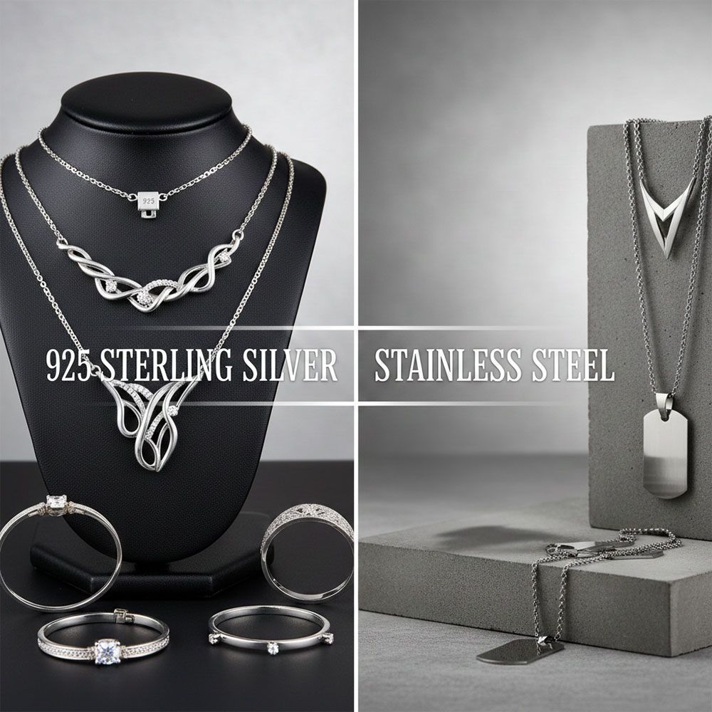 925 Sterling Silver vs. Stainless Steel: A Jewelry Material Comparison