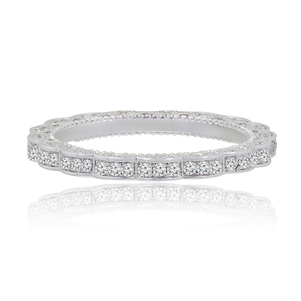 Close-up of the Eternal Sparkle Ring, showcasing the rhodium-plated brass band set with sparkling white cubic zirconia stones.