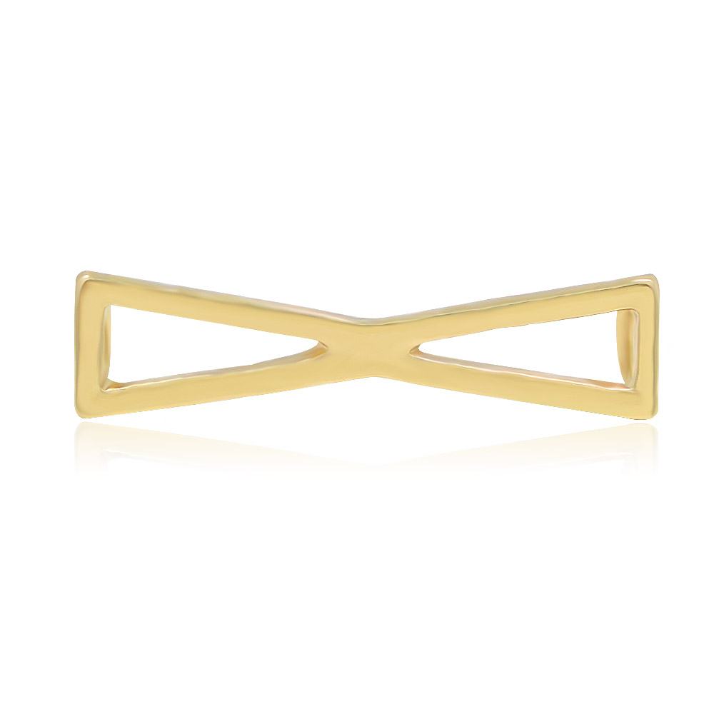 A close-up studio shot of the gold-plated brass Bow Shoe Charm, showcasing its polished finish and elegant bow design.