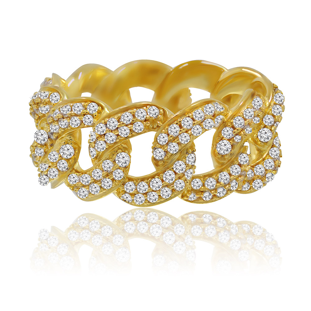 A close-up of the Gold Braided Wedding Band, showcasing its intricate braided design, gold plating, and sparkling white cubic zirconia accents on a white background.