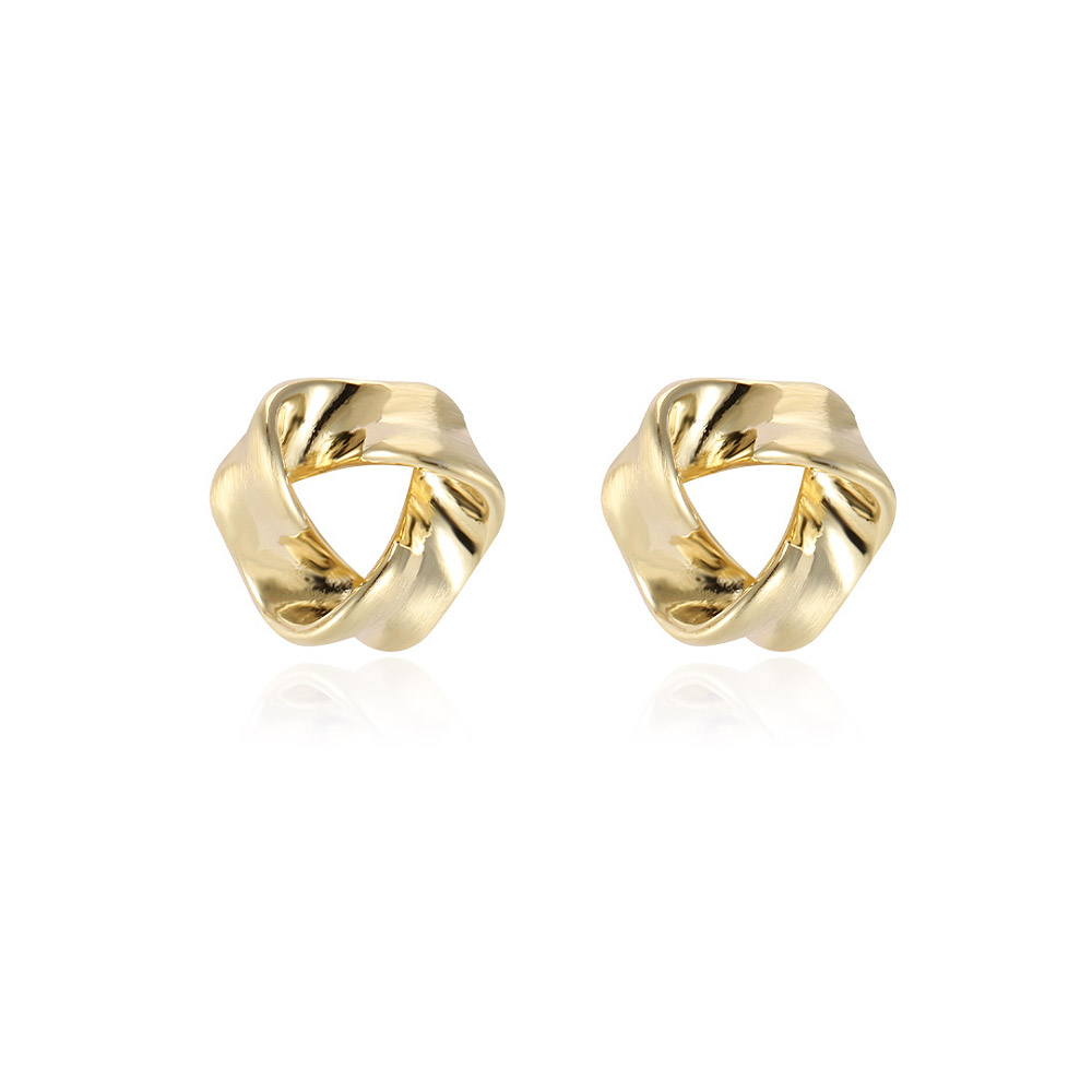 A pair of elegant Gold Triangle Post Earrings with a polished finish, showcased on a clean white background.