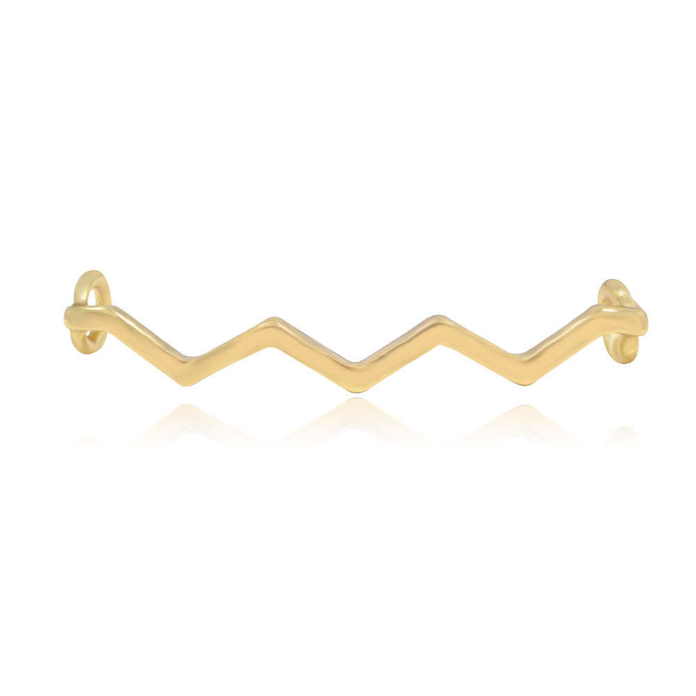 A pair of gold-plated metal wave shoelace charms with a polished zigzag design, displayed on a clean white background.