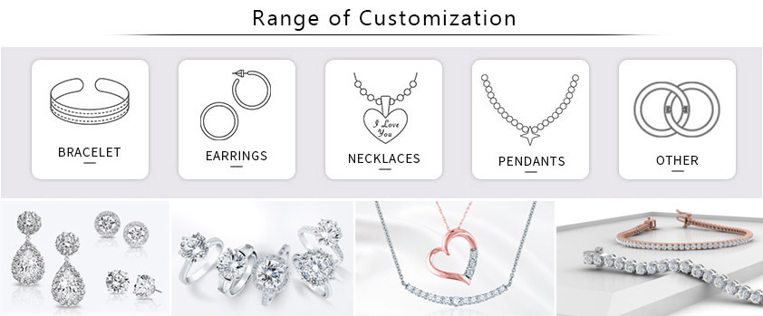 A diverse collection of custom cubic zirconia jewelry by JR Fashion Accessories, including rings, earrings, and necklaces, highlighting the company's OEM/ODM manufacturing capabilities.