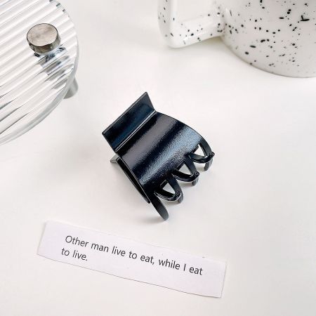 Product photo of a modern black metal hair clamp clip.