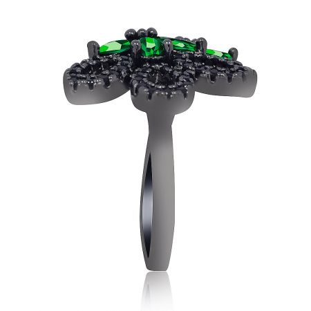 Close-up of the adjustable band of the hematite cocktail ring, showing its sleek finish.