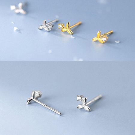 A promotional display of the tiny zircon flower stud earring collection, featuring multiple designs.