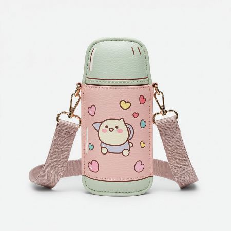 An adorable crossbody bag designed as a cartoon cat, highlighting the versatility of custom leather accessories.