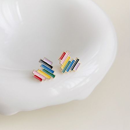 Another unique rainbow pattern from the 5-pair heart stud earring collection.