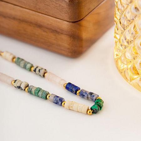 A collection of colorful beaded jewelry, including the boho bracelet set, highlighting its versatility.