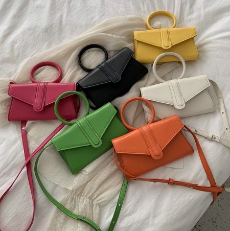 A collection of the women's shoulder bag available in multiple vibrant colors, showcasing the product range.
