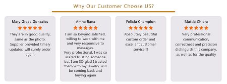 Positive customer reviews praising JR Fashion Accessories for quality and service.