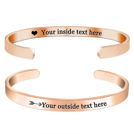 An elegant rose gold plated bangle, perfect for personalized corporate gifts or fashion lines.