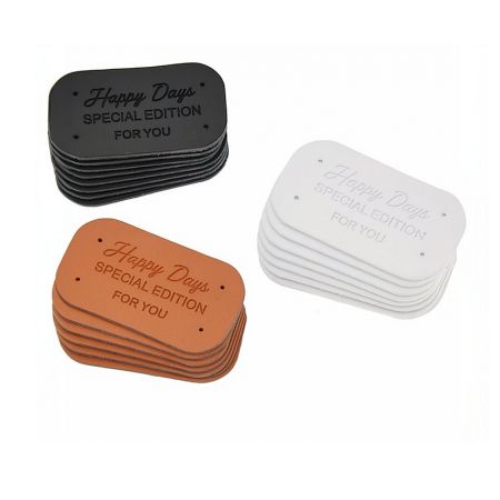 Colorful customizable leather tags for special editions or promotional gifts.