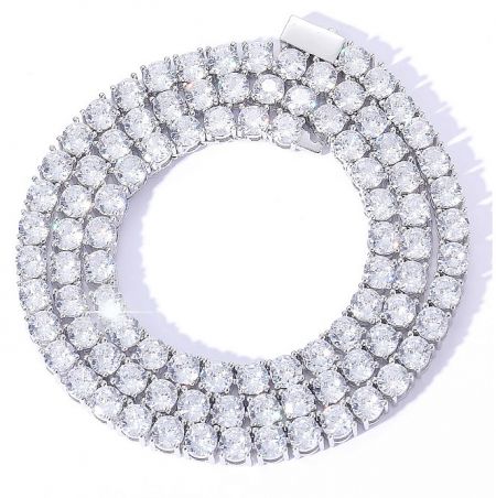 Close-up of a luxurious moissanite tennis bracelet showcasing its brilliant stones and high-quality craftsmanship.