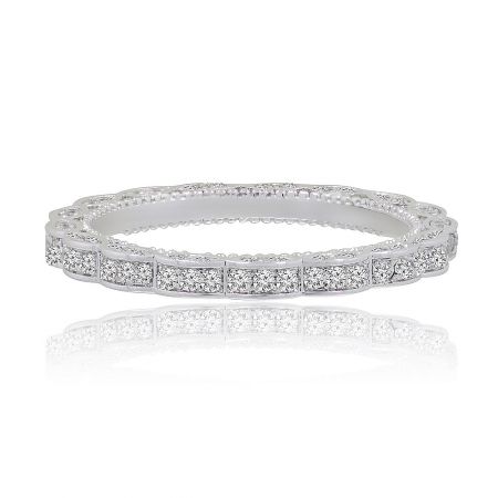 Eternal Sparkle Ring - Close-up of the Eternal Sparkle Ring, showcasing the rhodium-plated brass band set with sparkling white cubic zirconia stones.