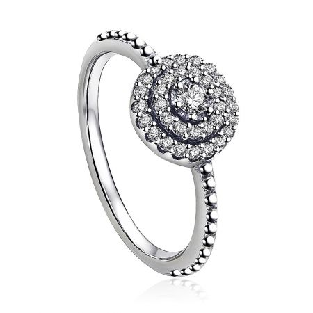 Close-up of the Radiant Elegance ring, highlighting the brilliant cluster of cubic zirconia stones.