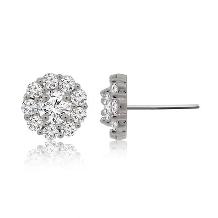 Front view of the circular 10MM Round Cubic Zirconia Earring Jackets.