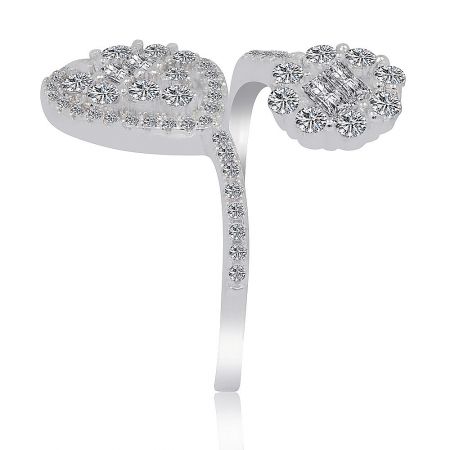 An alternative angle of the Sparkle Say Yes Ring, highlighting its rhodium-plated brass band.