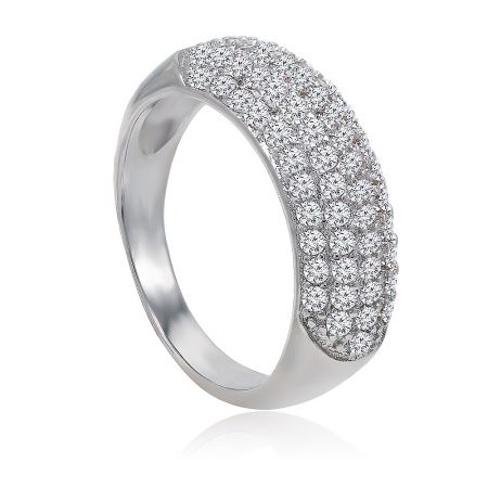 Side angle view of the Has Its Thorns Band ring, highlighting the intricate setting of the cubic zirconia stones.