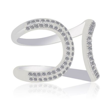 Iced Atomic Ring - The Iced Atomic Ring shown up close, featuring its intricate atomic design with pave-set cubic zirconia on a rhodium-plated band.