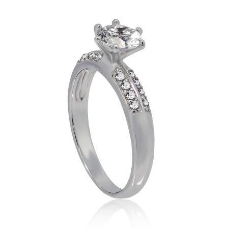 Detailed close-up of the Showy Princess Ring's band, showcasing the smaller encrusted Cubic Zirconia stones.